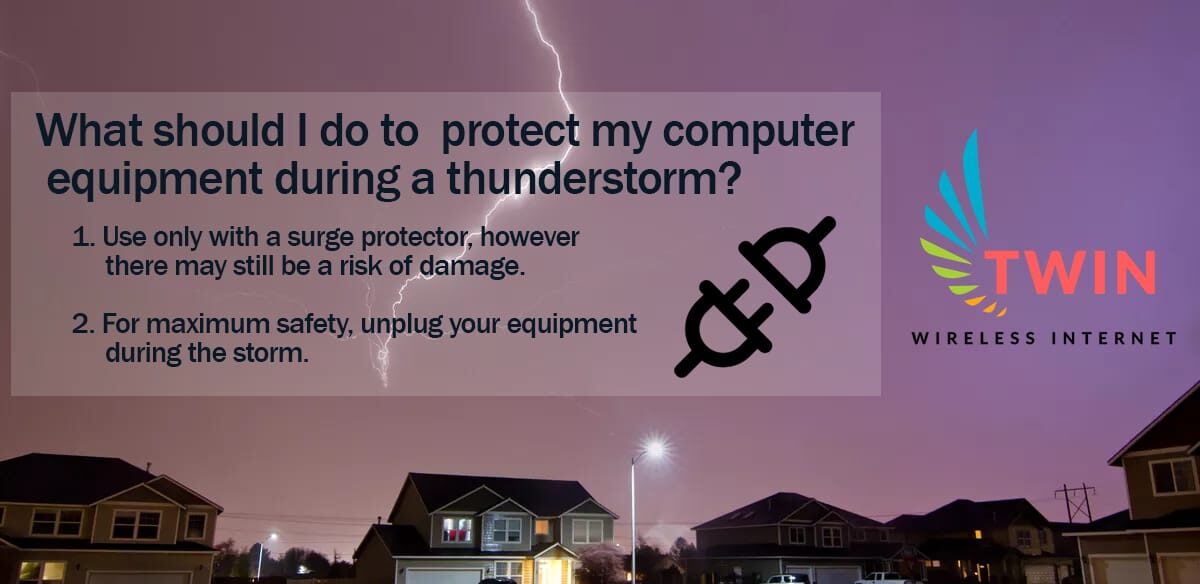 What should you do to protect your equipment during a thunderstorm?